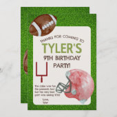 Voetbal verjaardagsfeest Vertical Bedankkaart (Voorkant / Achterkant)