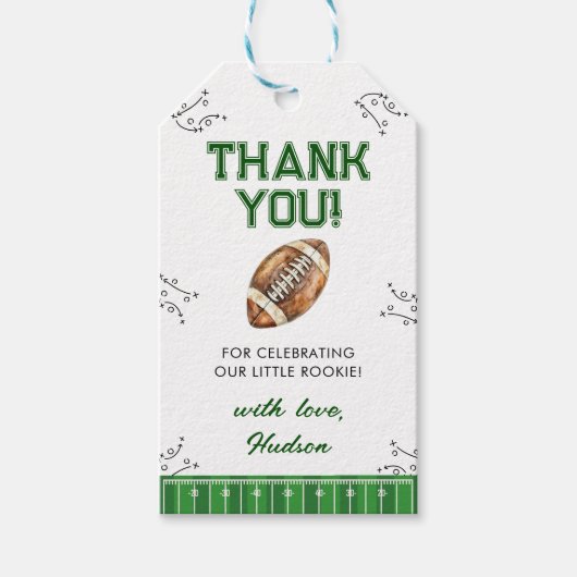 Voetbal verjaardagsfeestje eerste jaar down cadeaulabel (Voorkant)