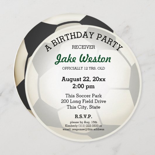 Voetbal verjaardagsfeestje kaart (Voorkant / Achterkant)