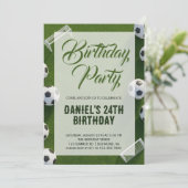 Voetbal verjaardagsfeestje kaart (Staand voorkant)