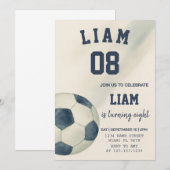 Voetbal verjaardagsfeestje uitnodiging voor kinder (Voorkant / Achterkant)