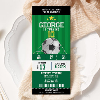 Voetbal verjaardagsfeestticket kaart