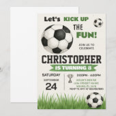 Voetbal verjaardagsuitnodiging kaart (Voorkant / Achterkant)