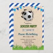 Voetbal verjaardagsuitnodiging kaart (Voorkant / Achterkant)