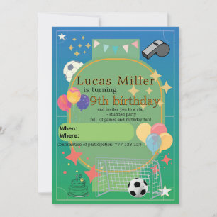 Voetbal verjaardagsuitnodiging   Kinderfeestje Kaart
