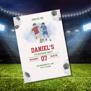 Voetbal verjaardagsuitnodiging template voor jonge