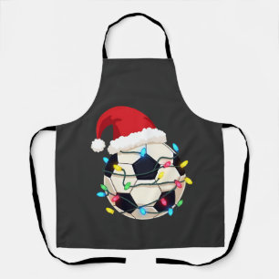Voetbal verpakt in kerstverlichting Voetbalspeler Schort