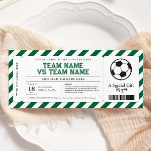 Voetbal verrassingscadeauspel ticketcertificaat kaart