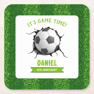 Voetbal Vierkante Kartonnen Onderzetter