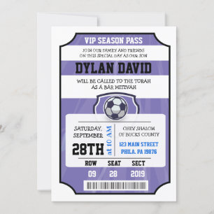 VOETBAL VIP TICKET Paarse Bat Mitzvah Uitnodiging
