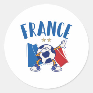 Voetbal vlag 2 sterren Frankrijk Ronde Sticker