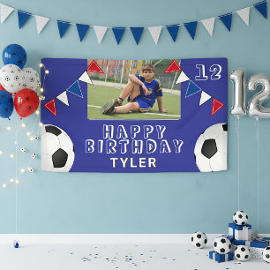 Voetbal Voetbal Bal Vlaggen Foto Verjaardag Spandoek