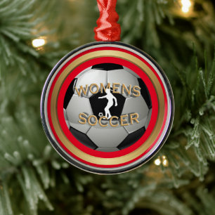 Voetbal voor vrouwen Kerst Metalen Ornament