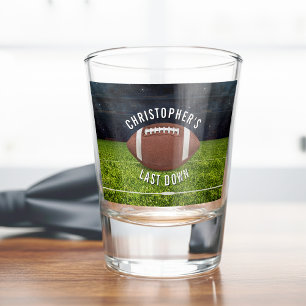 Voetbal vrijgezellenfeest laatste down shot glas