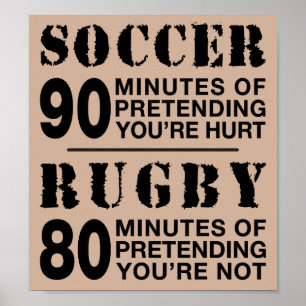 Voetbal vs Rugby Poster