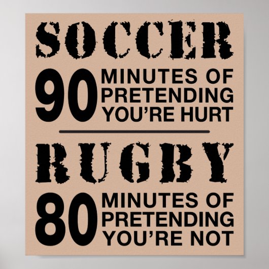 Voetbal vs Rugby Poster (Voorkant)