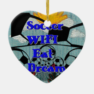 Voetbal WIFI eet Dream Herhaal. Keramisch Ornament