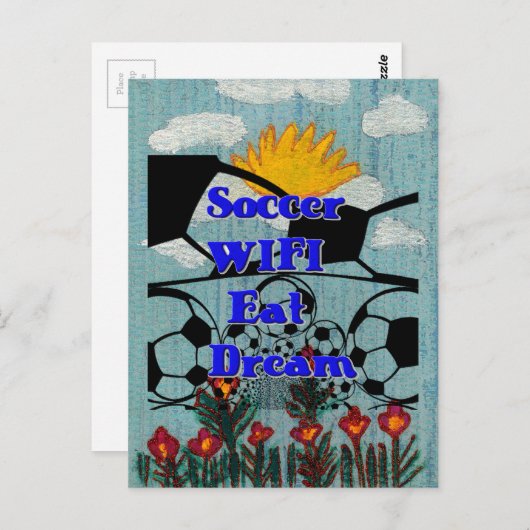 Voetbal WIFI Eet Dromen – Leuke Sport Art Print Briefkaart (Voorkant / Achterkant)