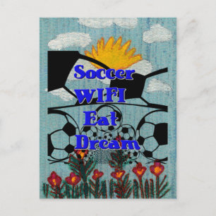 Voetbal WIFI Eet Dromen – Leuke Sport Art Print Briefkaart