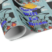 Voetbal WIFI Eet Dromen – Leuke Sport Art Print Cadeaupapier (Rol Hoek)