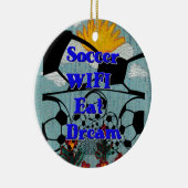 Voetbal WIFI Eet Dromen – Leuke Sport Art Print Keramisch Ornament (Rechts)