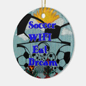 Voetbal WIFI Eet Dromen – Leuke Sport Art Print Keramisch Ornament (Links)
