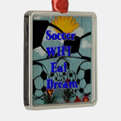 Voetbal WIFI Eet Dromen – Leuke Sport Art Print Metalen Ornament (Rechts)