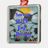 Voetbal WIFI Eet Dromen – Leuke Sport Art Print Metalen Ornament (Links)