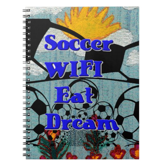 Voetbal WIFI Eet Dromen – Leuke Sport Art Print Notitieboek (Voorkant)