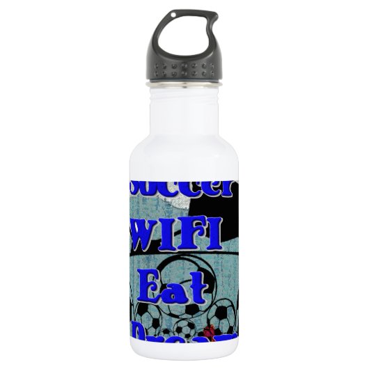 Voetbal WIFI Eet Dromen – Leuke Sport Art Print Waterfles (Voorkant)