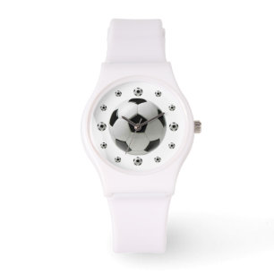 Voetbal wit sportief horloge