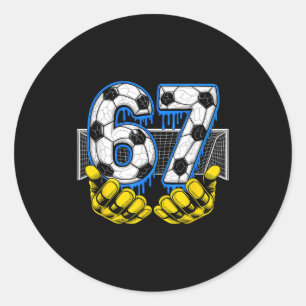 Voetbal Zes Zeven 67 Grappige Gen Alpha Meme Ronde Sticker