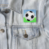 Voetbal zonnige dag vierkante button 5,1 cm (In situ)