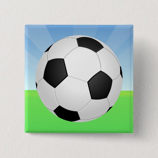 Voetbal zonnige dag vierkante button 5,1 cm (Voorkant)