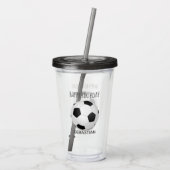Voetbal Zwart Wit Aangepaste Verjaardag Acryl Drinkbeker (Achterkant)