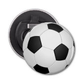 Voetbal zwart-wit Klassiek Button Flesopener (Voorkant)