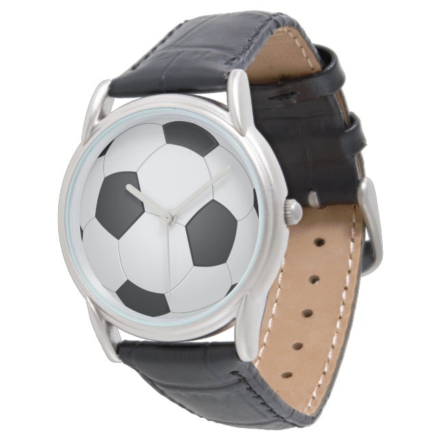 Voetbal zwart-wit Klassiek Horloge (Gekanteld)
