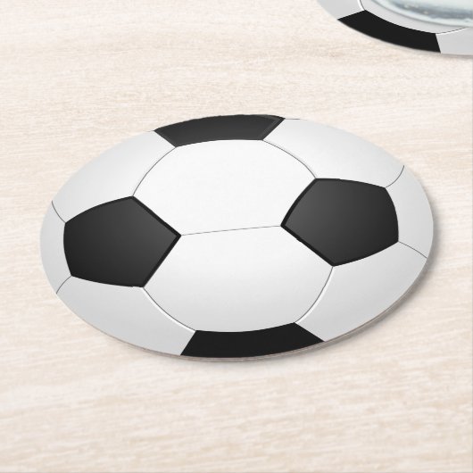 Voetbal zwart-wit Klassiek Ronde Kartonnen Onderzetter (Gebogen)