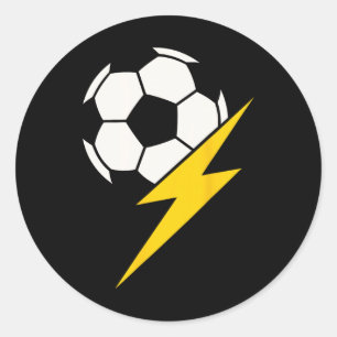 Voetbalbal Met Gele Bliksemschicht Teamcoach  Ronde Sticker