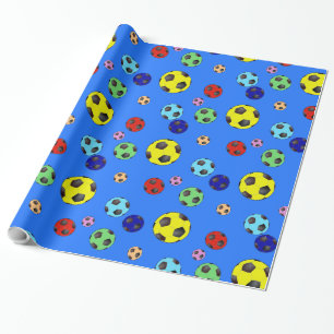 Voetbalballen in vele kleuren cadeaupapier