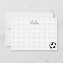 Voetbalballen Zwart en Wit Gepersonaliseerd Monogr Notitiekaartje
