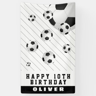 Voetbalballen Zwart & Wit Verjaardagsfeestje Spandoek
