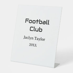 VOETBALCLUB FIFA WERELDBEKER NAAM JAAR FEEST RECLAMEBORD MET VOETSTUK