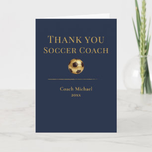 Voetbalcoach Elegant Navy Goud Team Waardering Bedankkaart