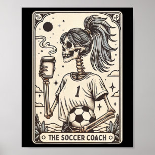 Voetbalcoach Tarotkaart Halloween Skelet Voetbal Poster