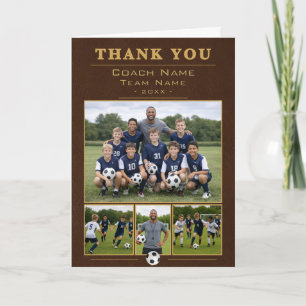 Voetbalcoach Team Nep Leer 4 Foto Collage Bedankkaart