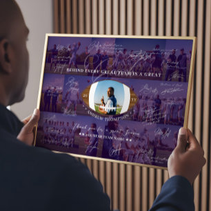 Voetbalcoach Waarderingscollage Teamsignatuur Poster