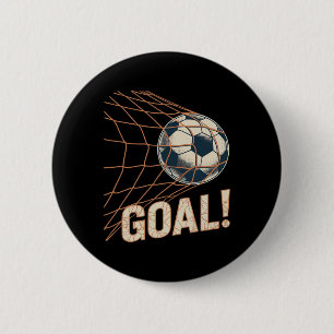 Voetbaldoel Feestviering Vintage Voetbal Bal In Ne Ronde Button 5,7 Cm
