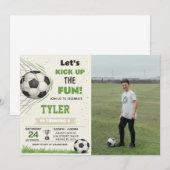 Voetbaldoel verjaardagsuitnodiging met foto kaart (Voorkant / Achterkant)