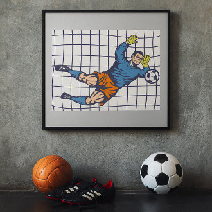 Voetbaldoelman Dikkedansende Redding Poster